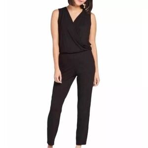 Michael Evereve NWT Black Surplice knit jumpsuit size M